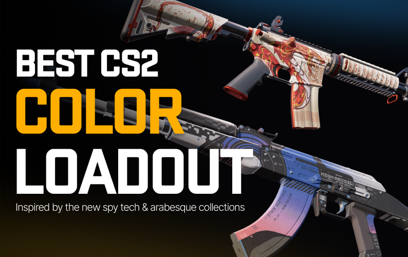CS2 Best Color Loadout title banner featuring the M4A4 | Falak and AK-47 | AUTOEXEC rifle skins