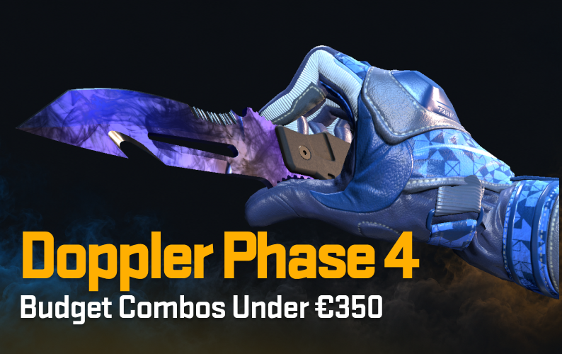 Survival Knife | Doppler Phase 4 and Moto Gloves | Polygon against a dark background