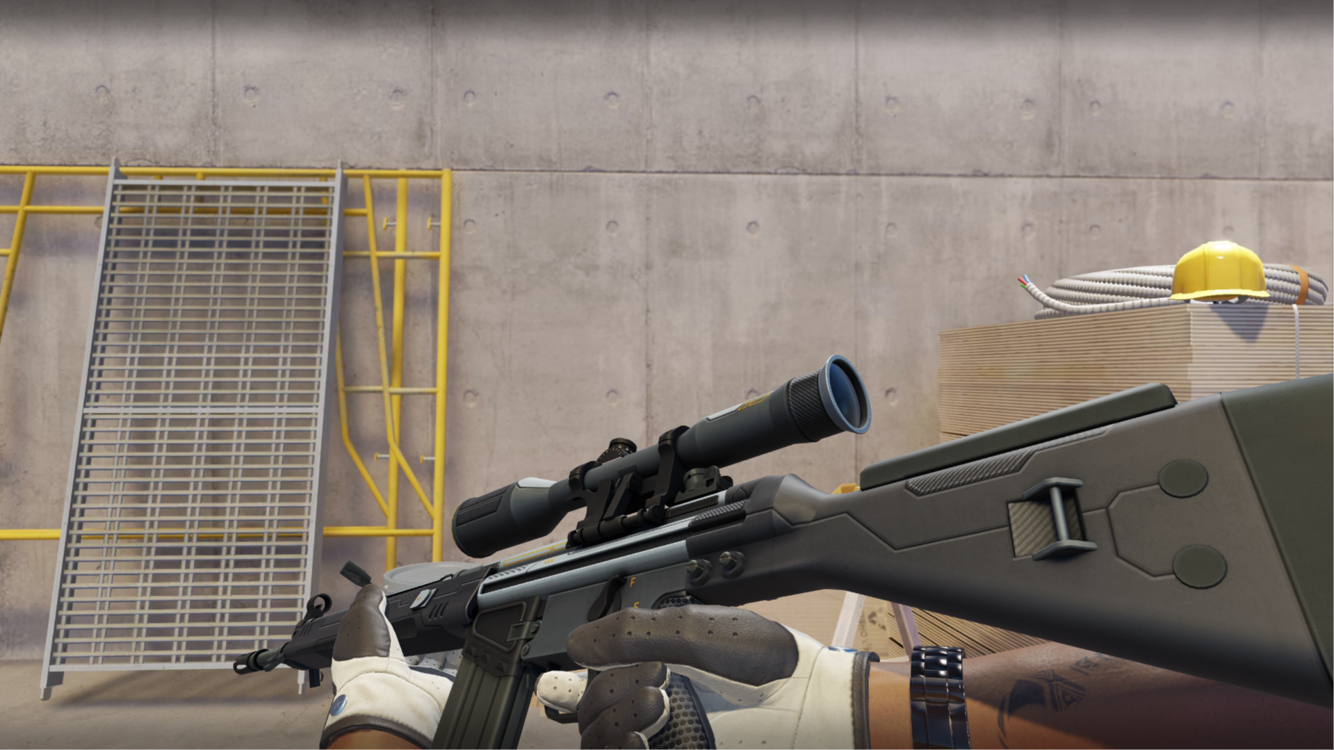 G3SG1 | Ventilator in dark gray and black with a scope, shown in-game at a construction site